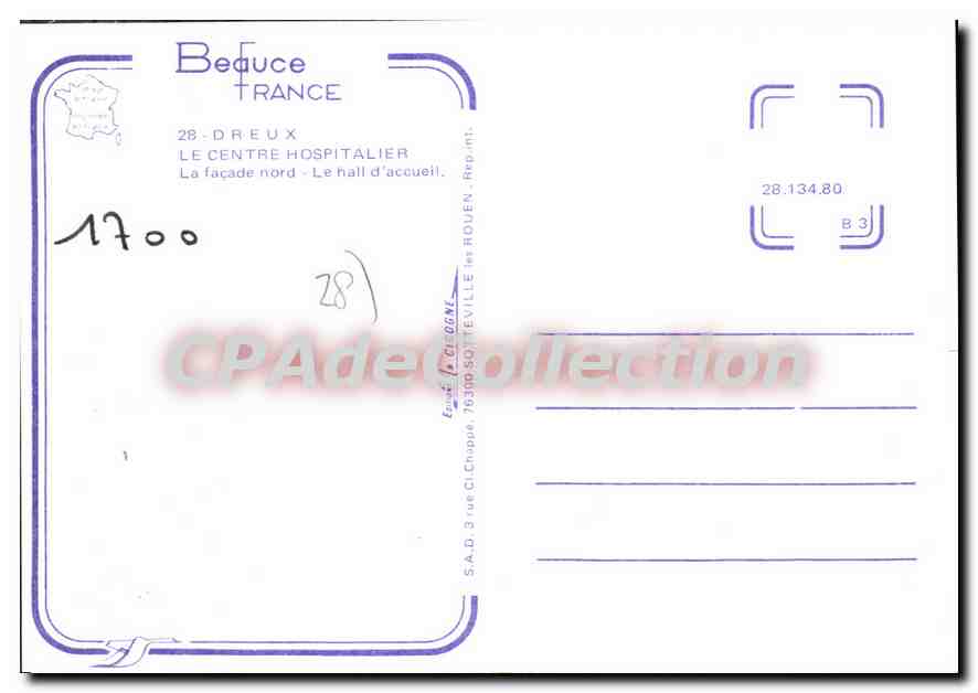 Dreux — Le Centre hospitalier — S.A.D. 3 rue C. Chappe, 75300 Sainte-Valle — Achterkant