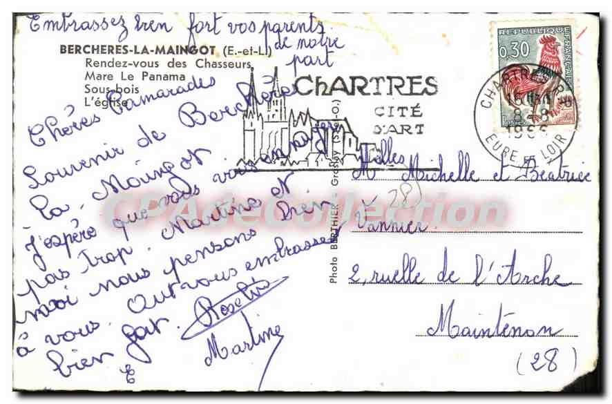 CPA Bercheres La Maingot Rendez Vous Des Chasseurs — Verso