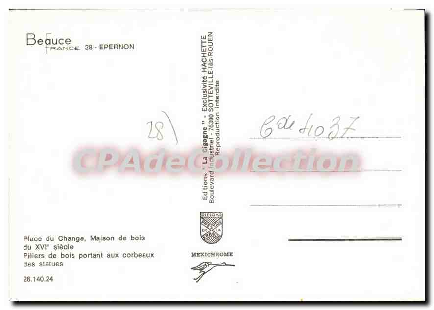 CPSM Epernon place du Change — Verso