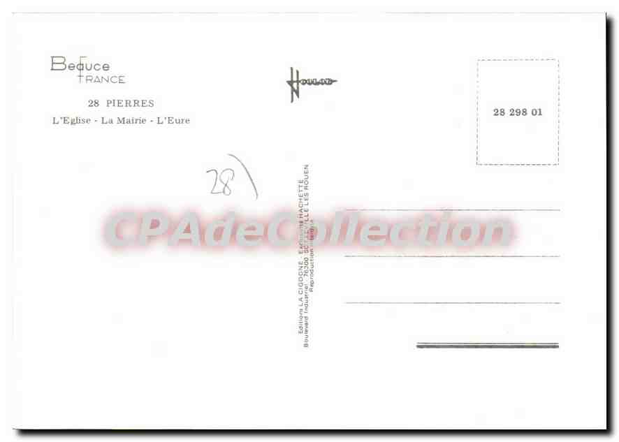 CPSM Pierres L'Eglise La Mairie L'Eure — Verso