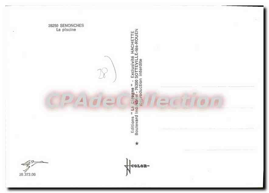 CPSM Senonches La Piscine — Verso