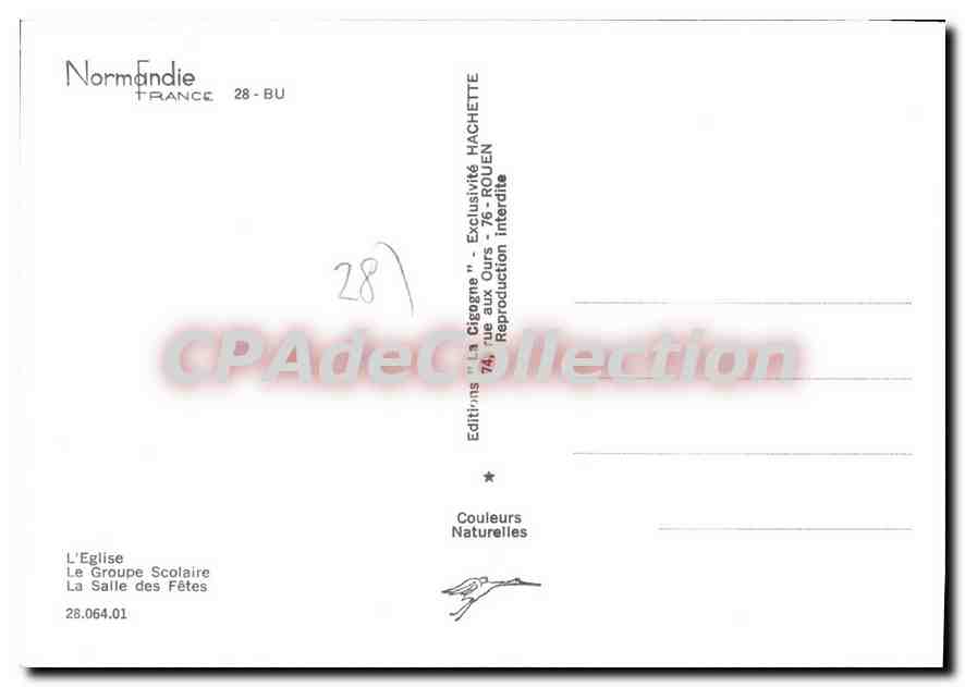 CPSM Bu L'Eglise Le Groupe Scolaire — Verso