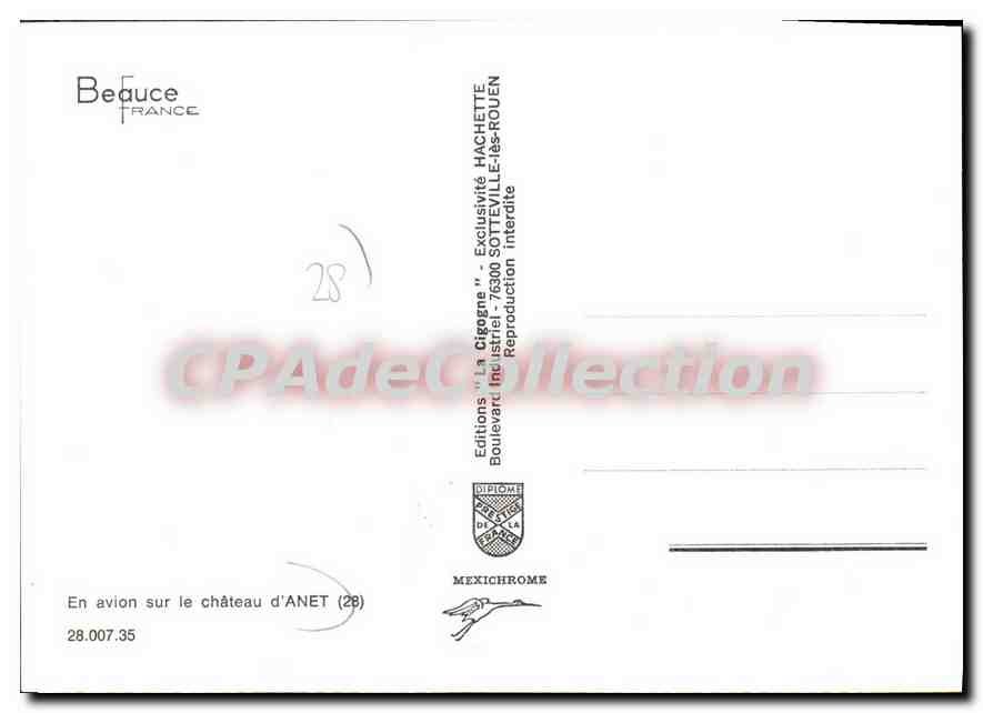 CPSM En Avion Sur le château d'Anet — Verso