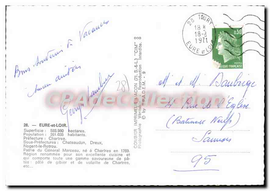 CPSM Eure Et Loir carte touristique — Verso