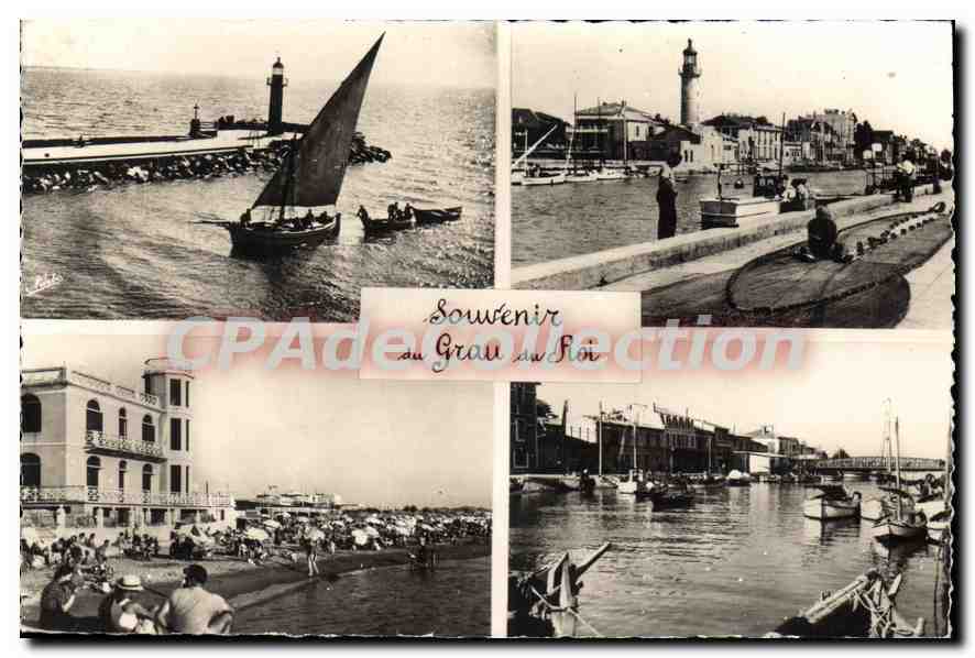 CPA Le Grau Du Roi port plage château