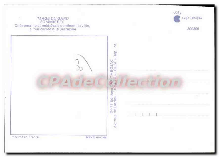 CPSM Sommieres Cite Romaine Et Medievale autocollant — Rückseite