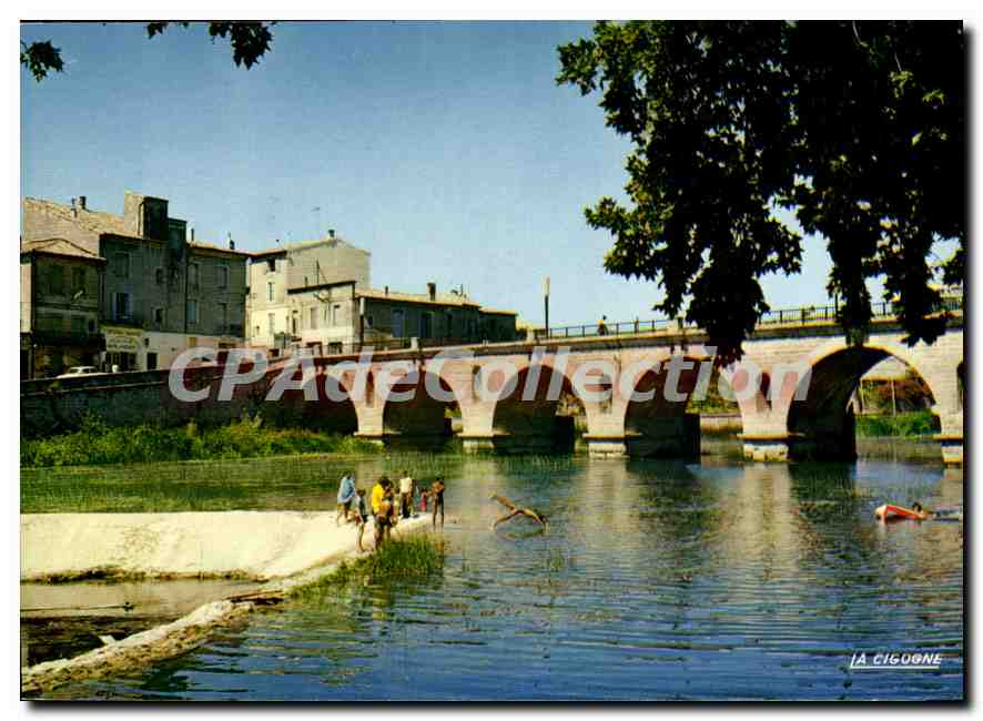 CPSM Sommieres L'Ecluse Et Le Pont Romain Construit Sous I'Empereur
