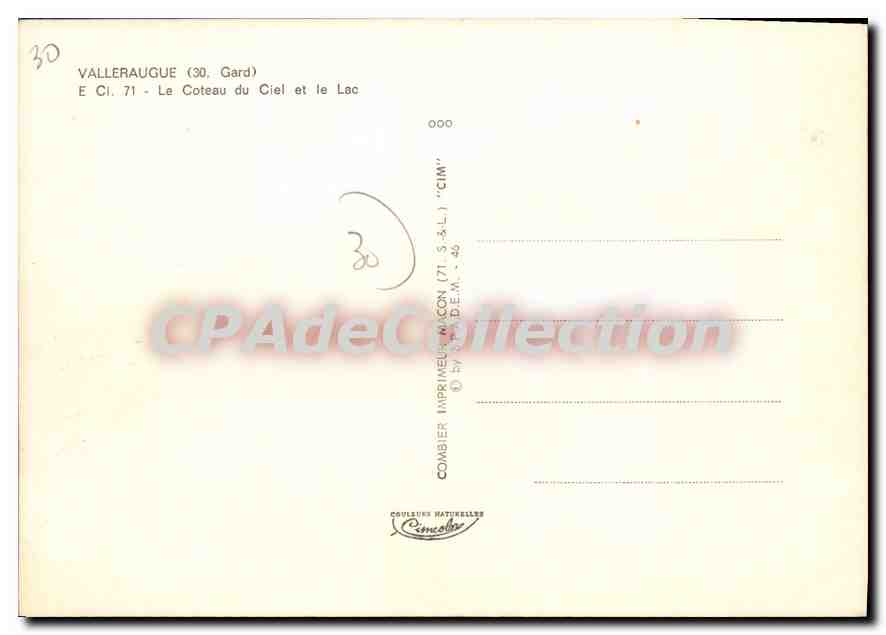 CPSM Valleraugue Le Coteau Du Ciel Et Le Lac — Rückseite