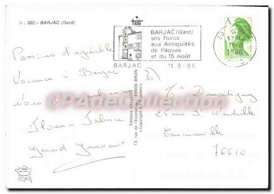 CPSM Barjac — Rückseite
