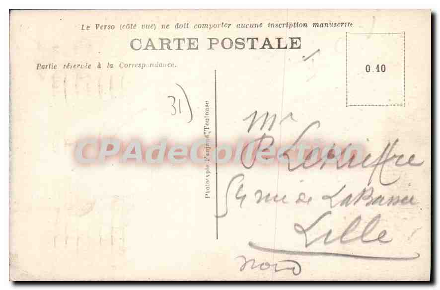 Toulouse — La Gare Matabiau et le Canal du Midi — CPAdeCollection — Verso