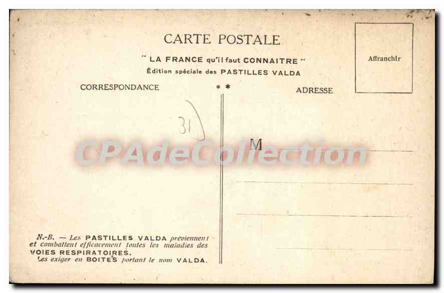Toulouse — Hôtel-de-Ville et Pont-Neuf — Édition spéciale Pastilles Valda — Verso