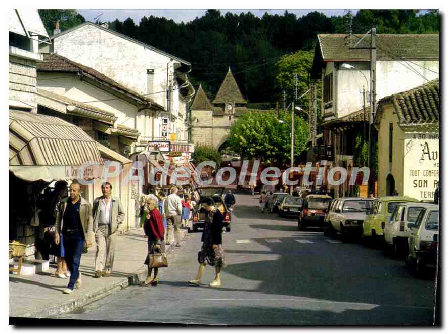 Barbotan-les-Thermes — rue principale avec porche de l'église — (LT) Editions de Larrieu