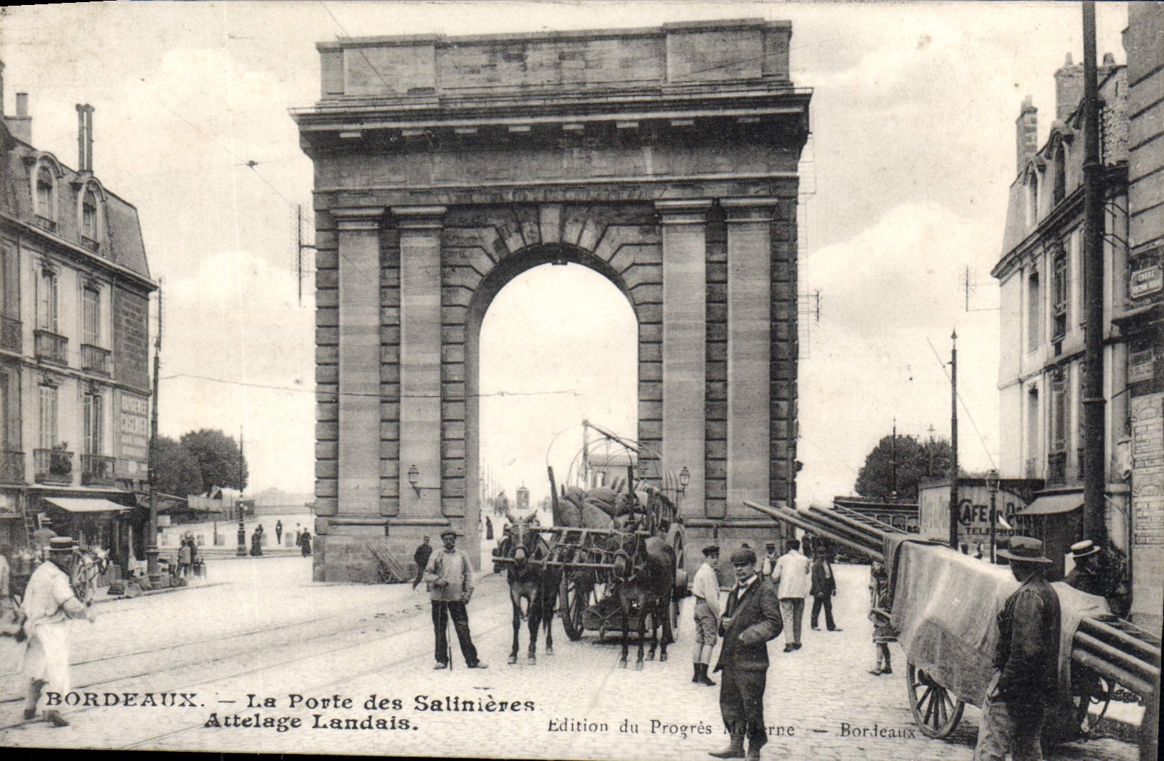CPA Bordeaux La Porte des Salinieres Attelage Landais