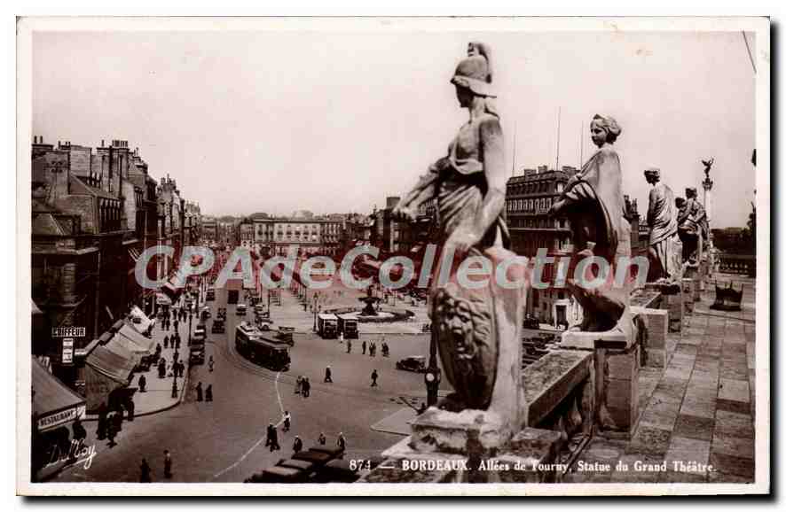 Bordeaux — Allées de Tourny, Statue des Granden Theater — Edition Marcel Pelly