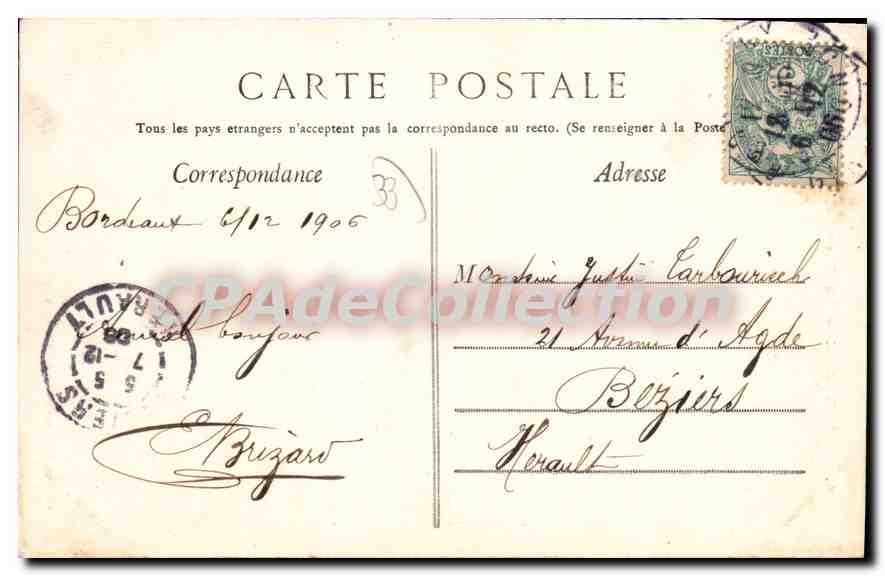 Bordeaux — La Grosse Cloche — Éditeur : Ed. des Ouvres de France, n°6 — Achterkant