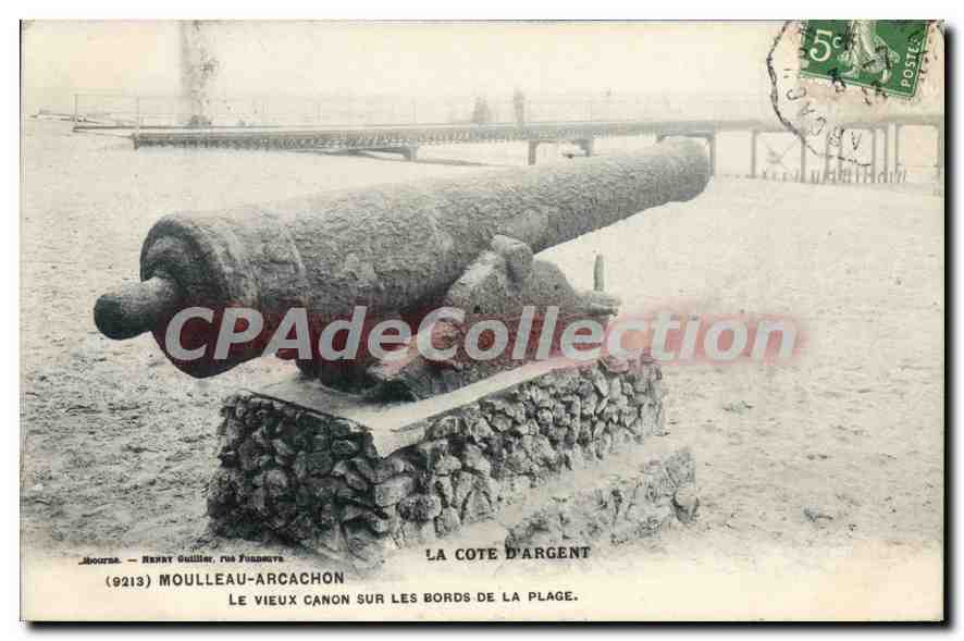 Mouilleau-Arcachon — Le vieux canon sur les bords de la plage — Henri Guillier, rue Fundeva, n°9213