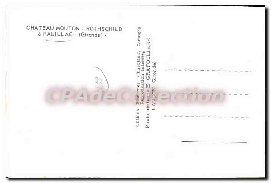 CPA Chateau mouton Rothschild Pauillac — Back