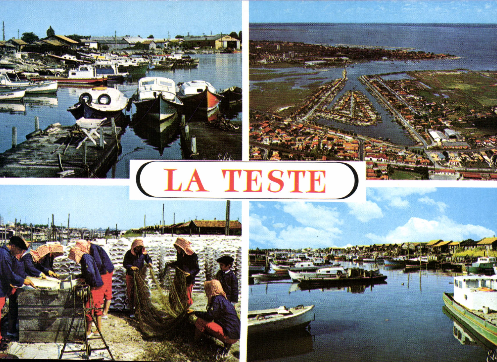 La Teste — Vue aérienne, port et travail des huîtres — Éditeur Ollé