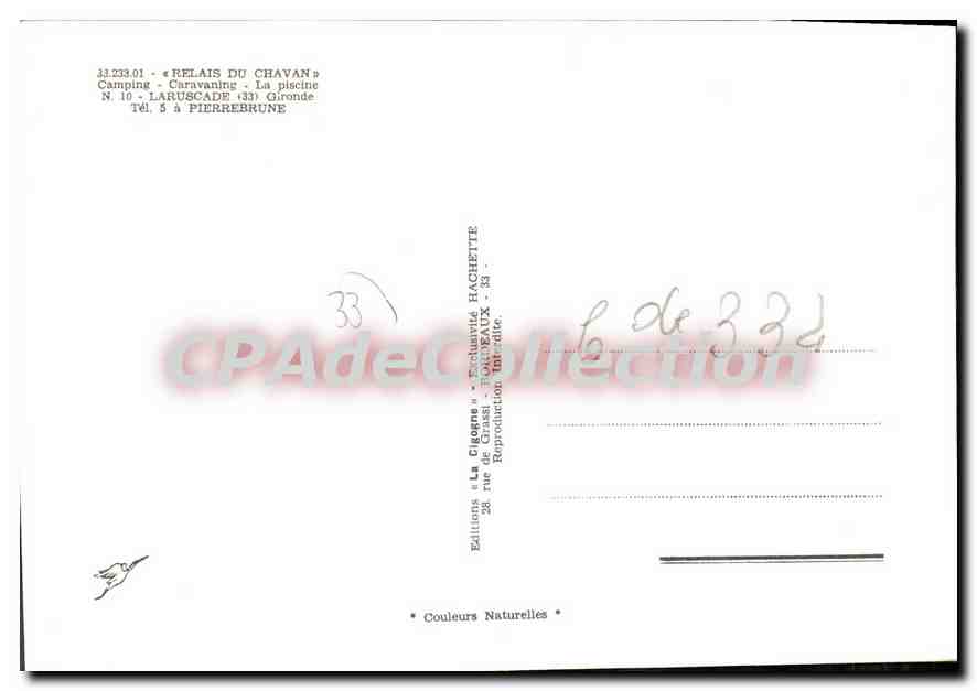CPSM Relais du Chavan Camping Caravaning Laruscade Gironde Pierrebrune — Rückseite