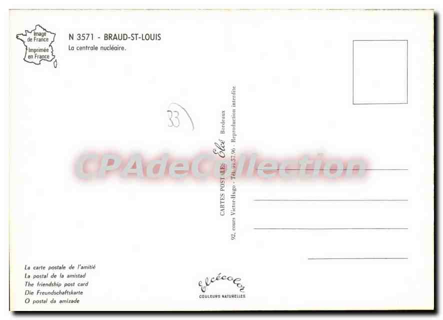 Centrale Nucléaire Braud-St-Louis — vue aérienne — Édité par Éléa, Bordeaux — Achterkant