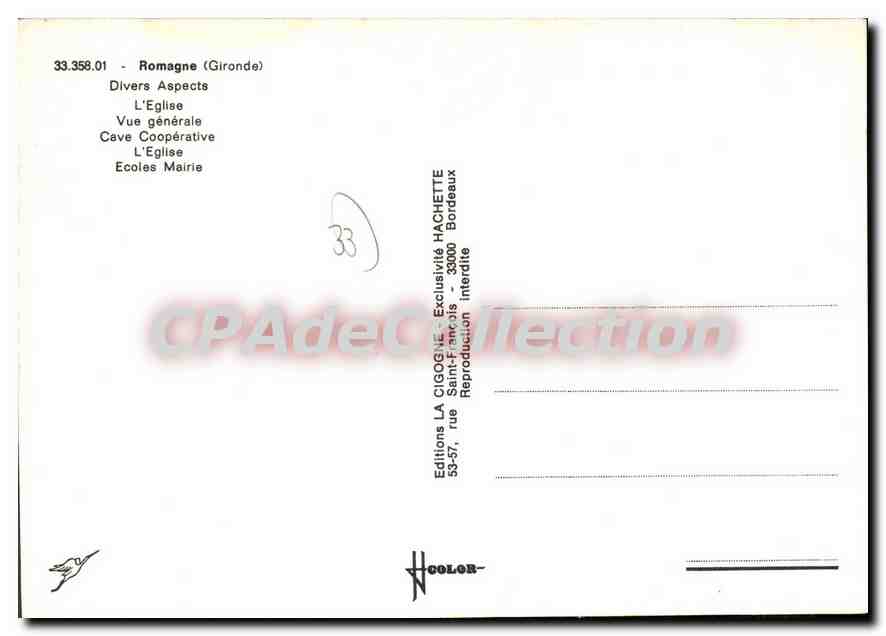 CPSM Romagne Divers Aspects Vue Generale Cave Cooperative L'Eglise Ecoles Mairie — Back