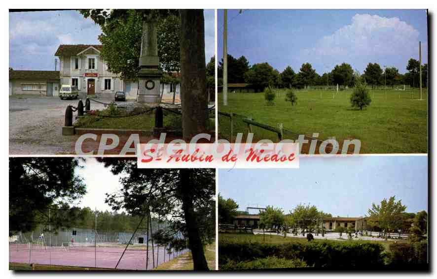 Halbmoderne Ansichtskarte Saint Aubin De Medoc Der Verwaltungsbezirk Der Sportplatz Die Gemeinde Tennisplätze Der Grou