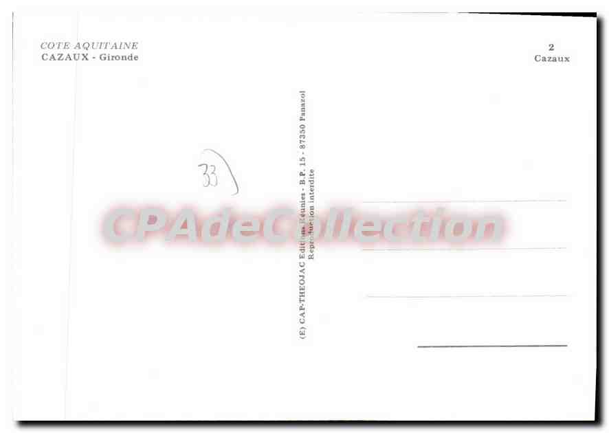 Cazaux-le-Jac — Guyenne — Éditeur Côte Aquitaine — Verso