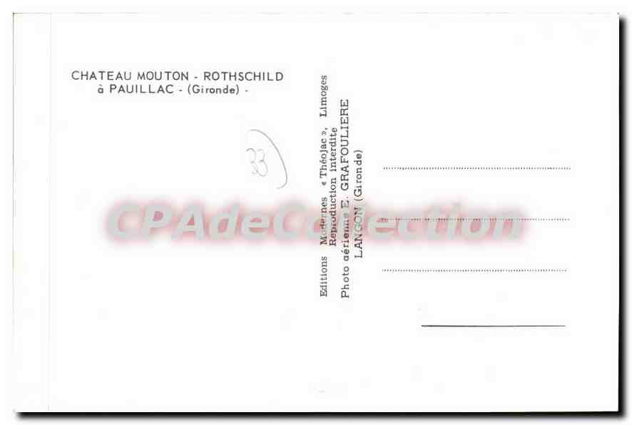 CPSM Chateau Mouton Rothschild Pauillac — Back