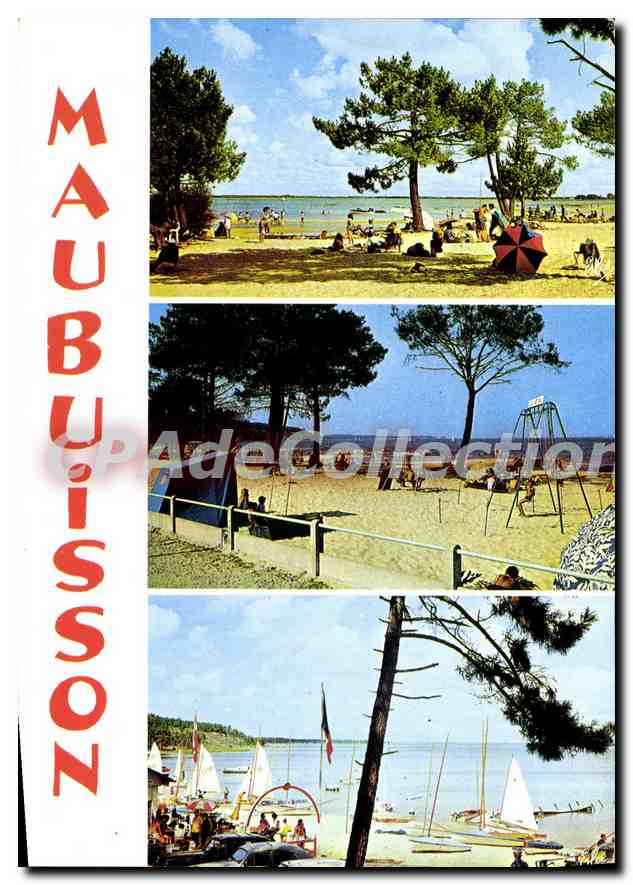 Maubuisson — Plage et voiliers au bord du lac — Éditeur L. Chatagneau, N° 3360