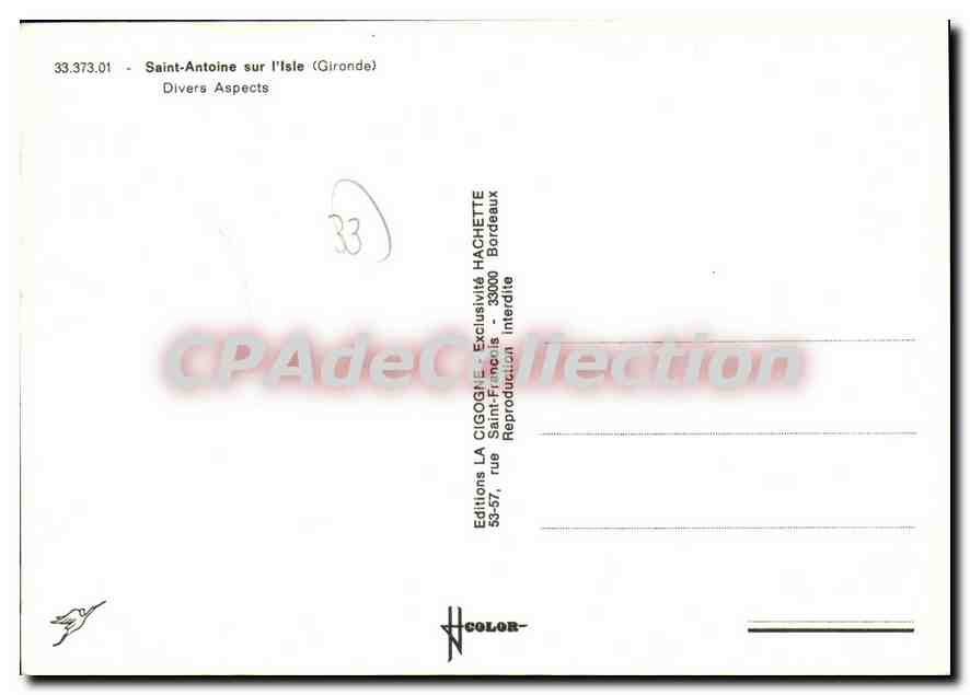 Saint-Antoine-sur-l'Isle — Divers Aspects — Éditions La Cigogne, Hachette — Back
