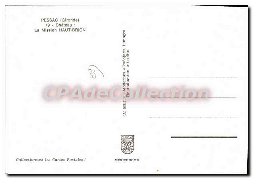 CPSM Pessac Chateau La Mission Haut Brion — Back