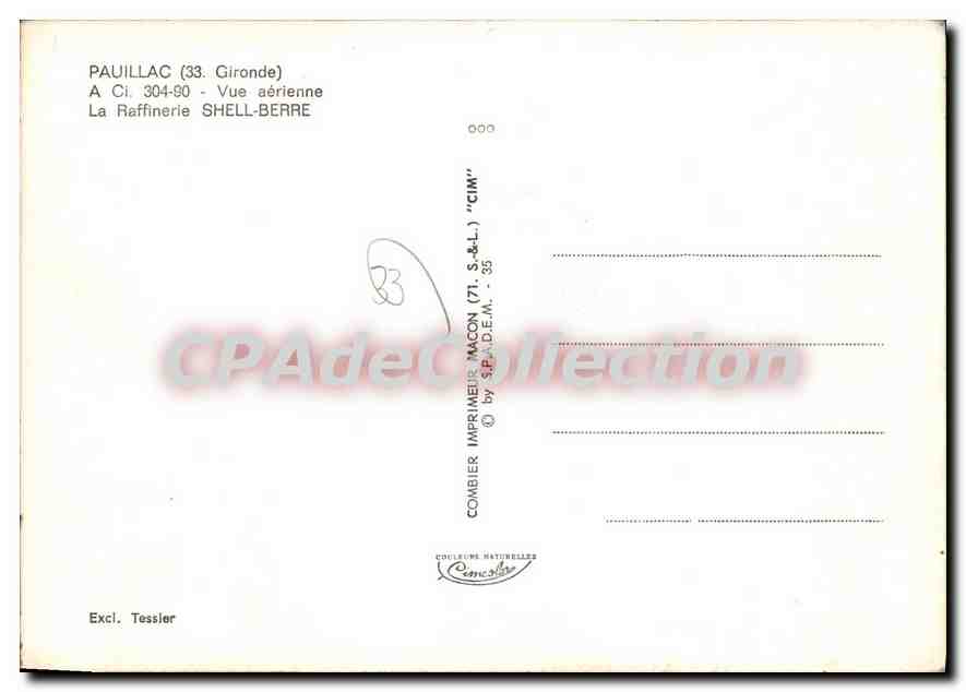 CPSM Pauillac Vue Aerienne La Raffinerie Shell Berre — Back