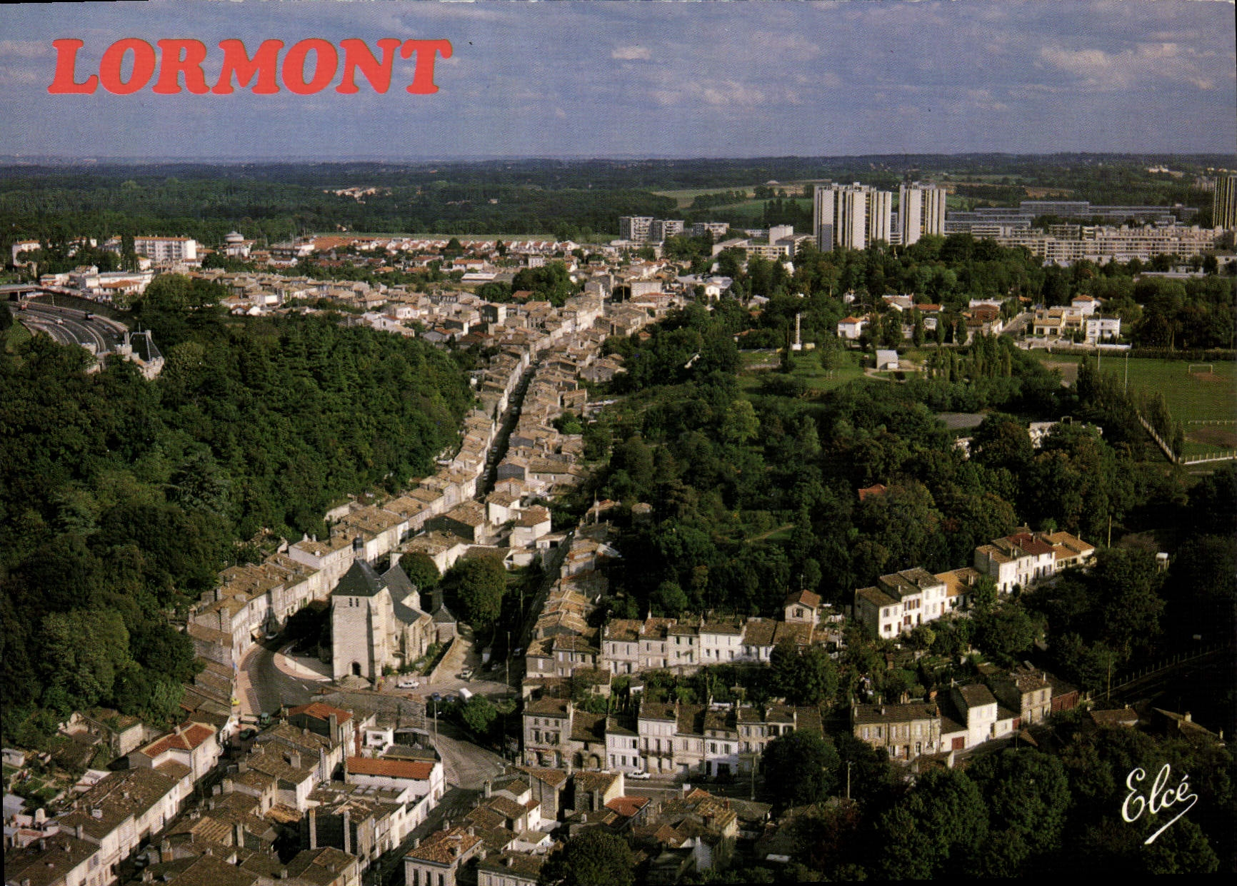 Lormont — vue aérienne avec l'église — Éditeur Elcée, n° 5058