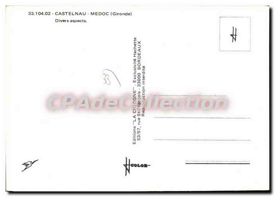 Castelnau-Médoc — Erinnerung an Castelnau-Médoc — Editions 'LA CIGOGNE' — Rückseite