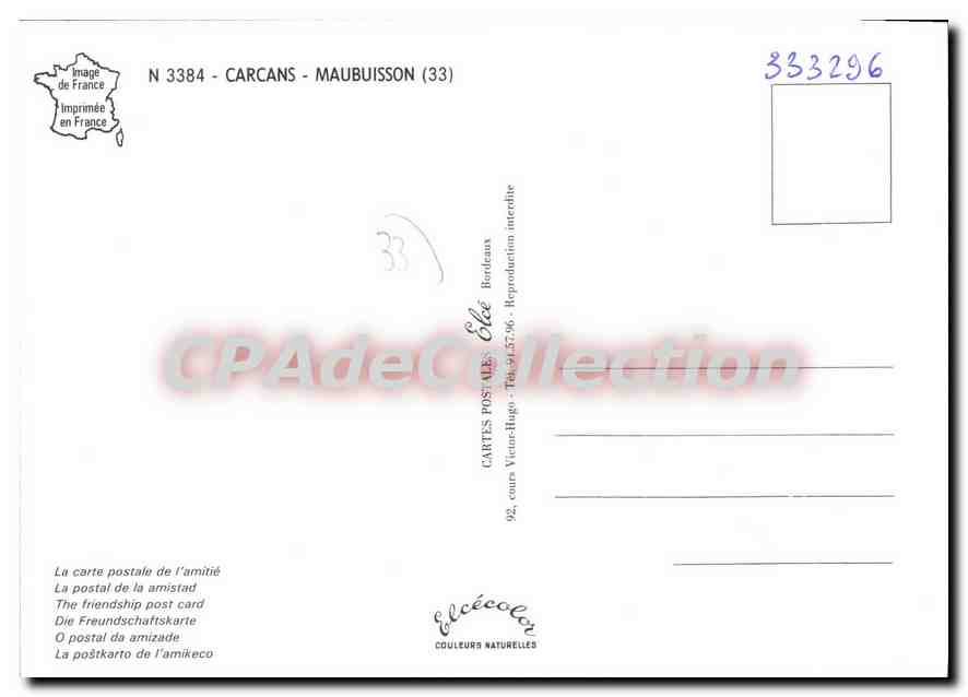 CPSM Carcans Maubuisson — Rückseite