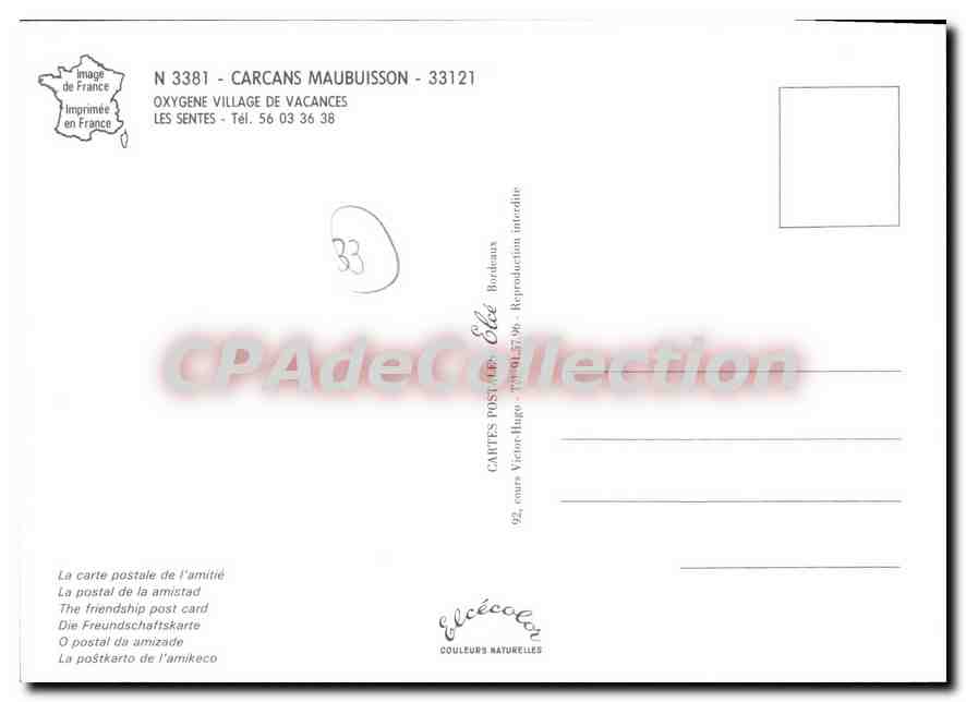 CPSM Carcans Maubuisson Oxygene Village De Vacanes Les Sentes — Rückseite