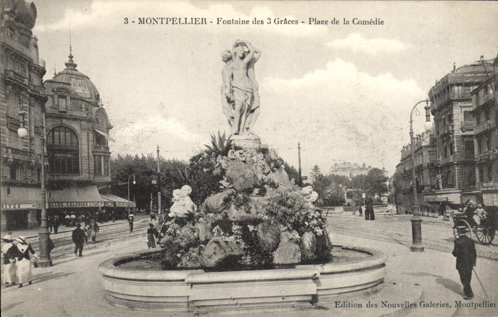 CPA Montpellier Fontaine Des 3 Graces Place De La Comedie
