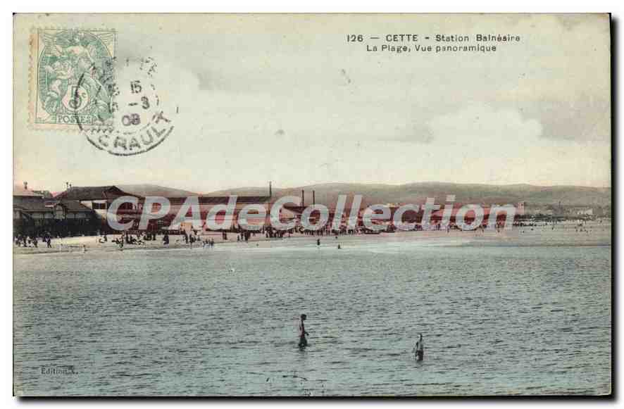 CETTE - Station Baigneaire — La Plage, Vue panoramique — Éditions G. Crault, n°126