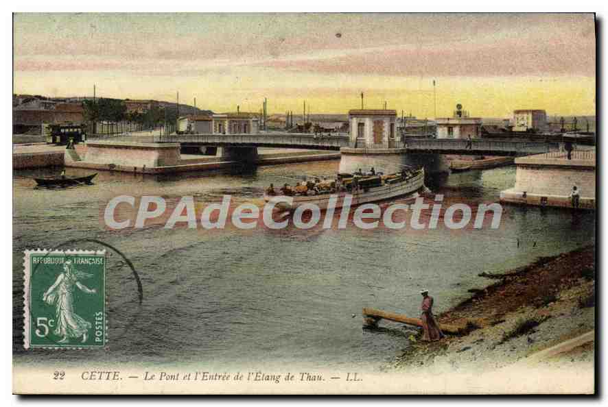 CPA Cette Le Pont Et I'Entree De I'Etang De Thau