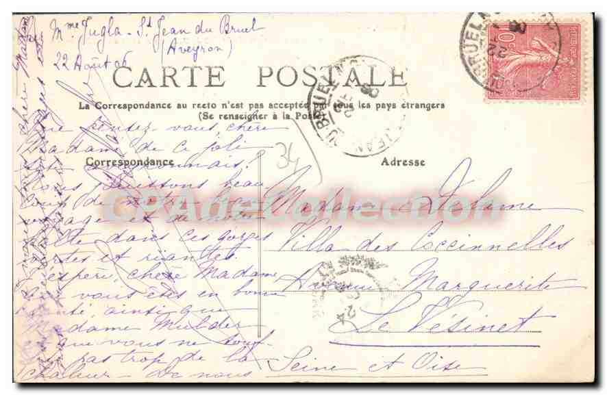 CPA Dourbie En Amont De St Jean Du Bruel — Back