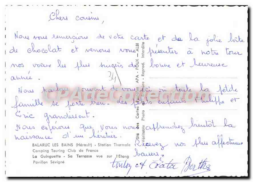 CPSM Balaruc Les Bains Station Thermale camping — Back