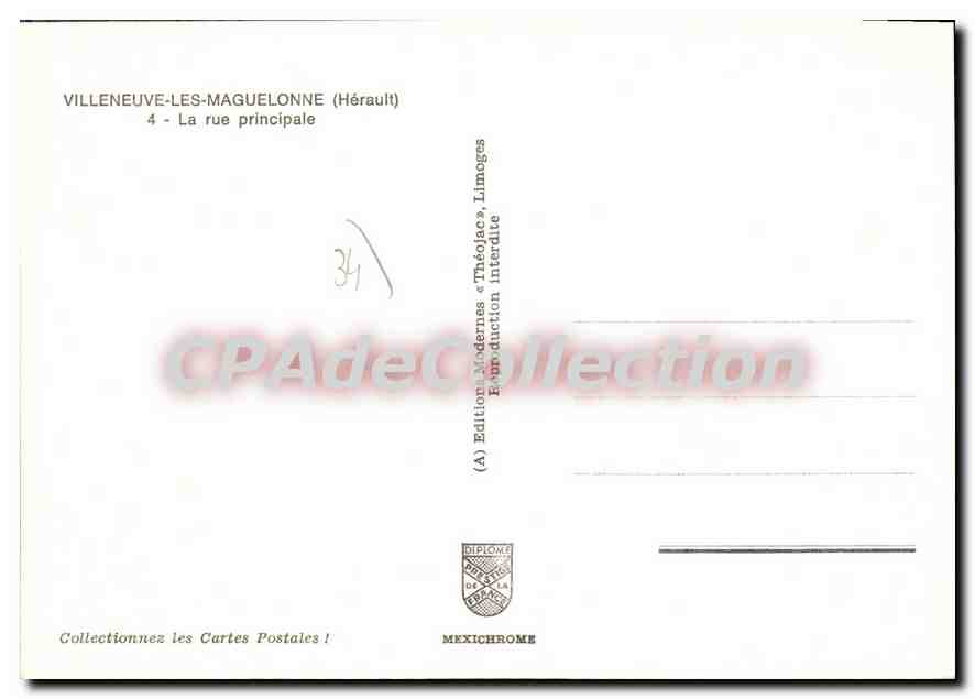 CPSM Villeneuve Les Maguelonne La Rue Principale — Back