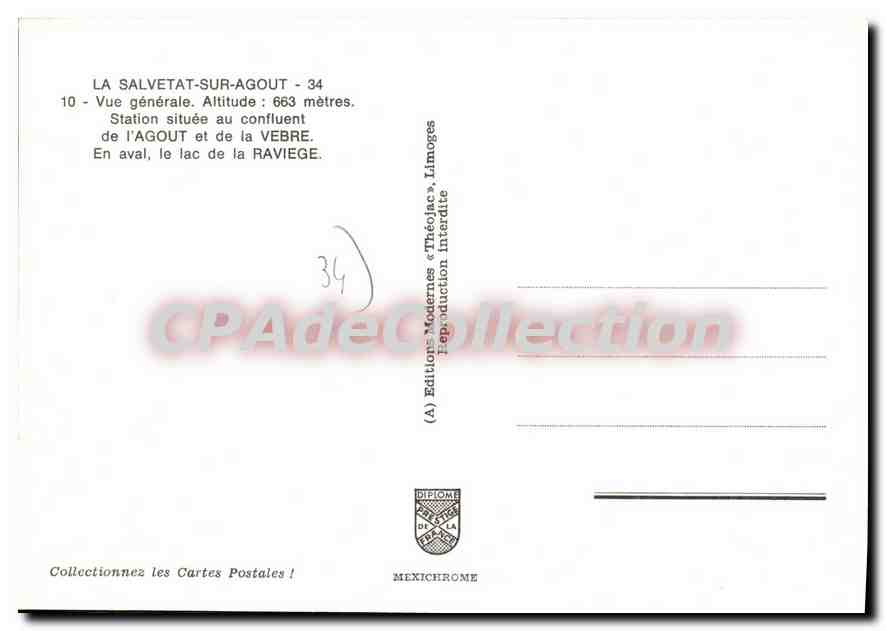 CPSM La Salvetat Sur Agout Vue Generale — Back