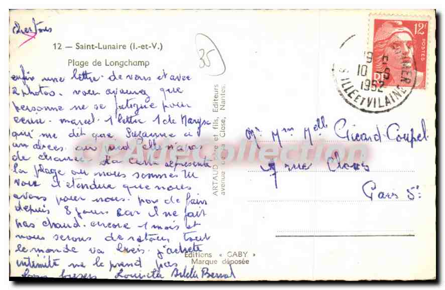 Plage de Longchamp — Saint-Lunaire (Ille-et-Vilaine) — Éditions Caby — Verso