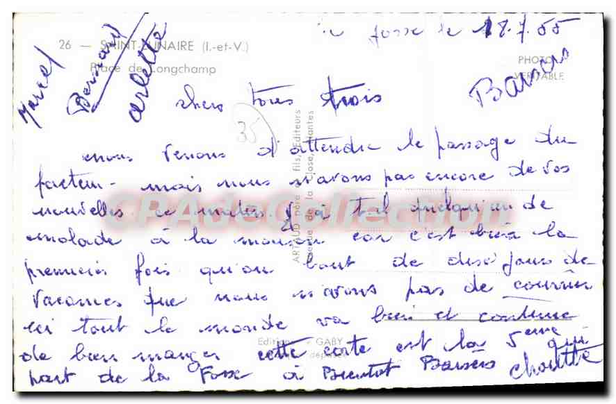 Plage de Longchamp — Sainte-Adresse (Calvados) — SABY — Verso