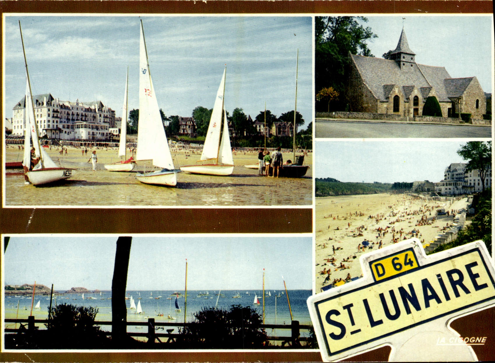 Saint-Lunaire — plage, voiliers, église — La Cigogne
