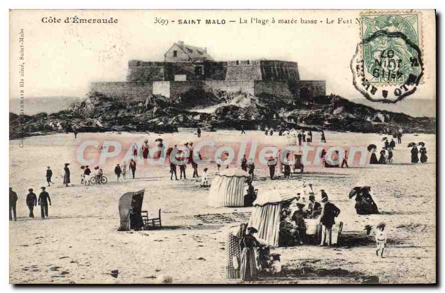 Saint-Malo — La plage à marée basse — Le Fort N