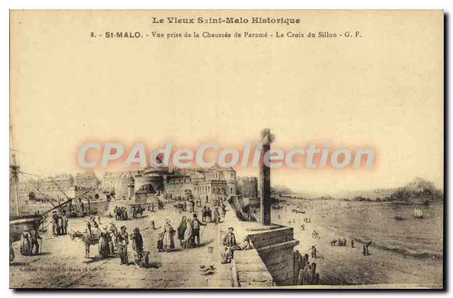 St-Malo — Vue prise de la Chaussée de Paramé — La Croix du Sillon — G. F.