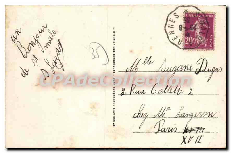St-Malo - La Grande Plage e il Forte Nazionale — Cartolina d'epoca de Collection, n°70 — Verso