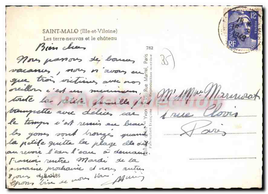 Saint-Malo (Ille-et-Vilaine) — De terre-neuvas en het kasteel — Franse productie n°782 — Achterkant
